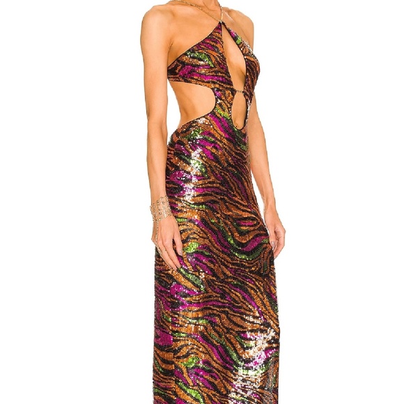 DUNDAS X REVOLVE - Jerry Maxi Dress in Black Zebra - Picture 2 of 3